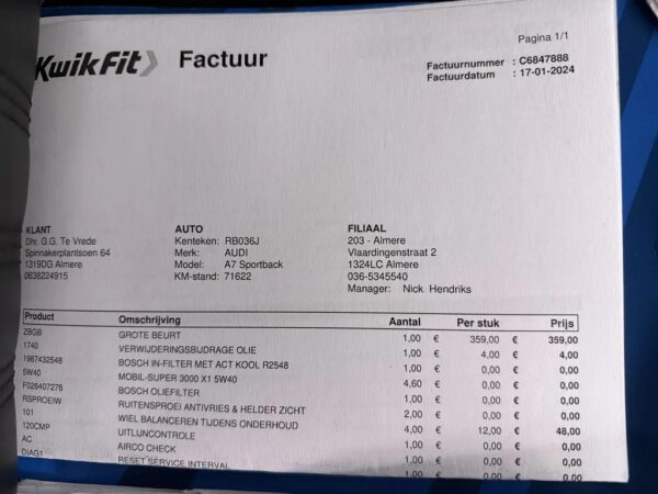 Audi A7 Sportback 1.8 TFSI S-Tronic S-Line Edition ORG.NL
