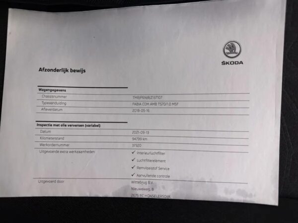 Photo 18 of 22 of TMBJP6NJ8JZ137107 Skoda Fabia Combi 1.0 TSI Clever